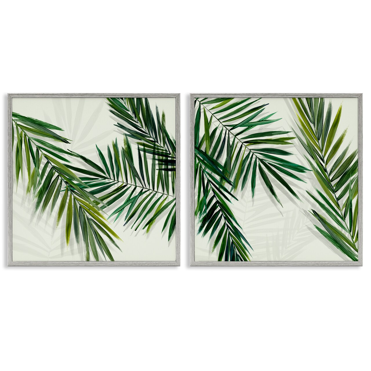 Stupell Industries Palm Fronds over Neutral 2pc Framed Giclee Wall Art Set Design by Hannah Dawson